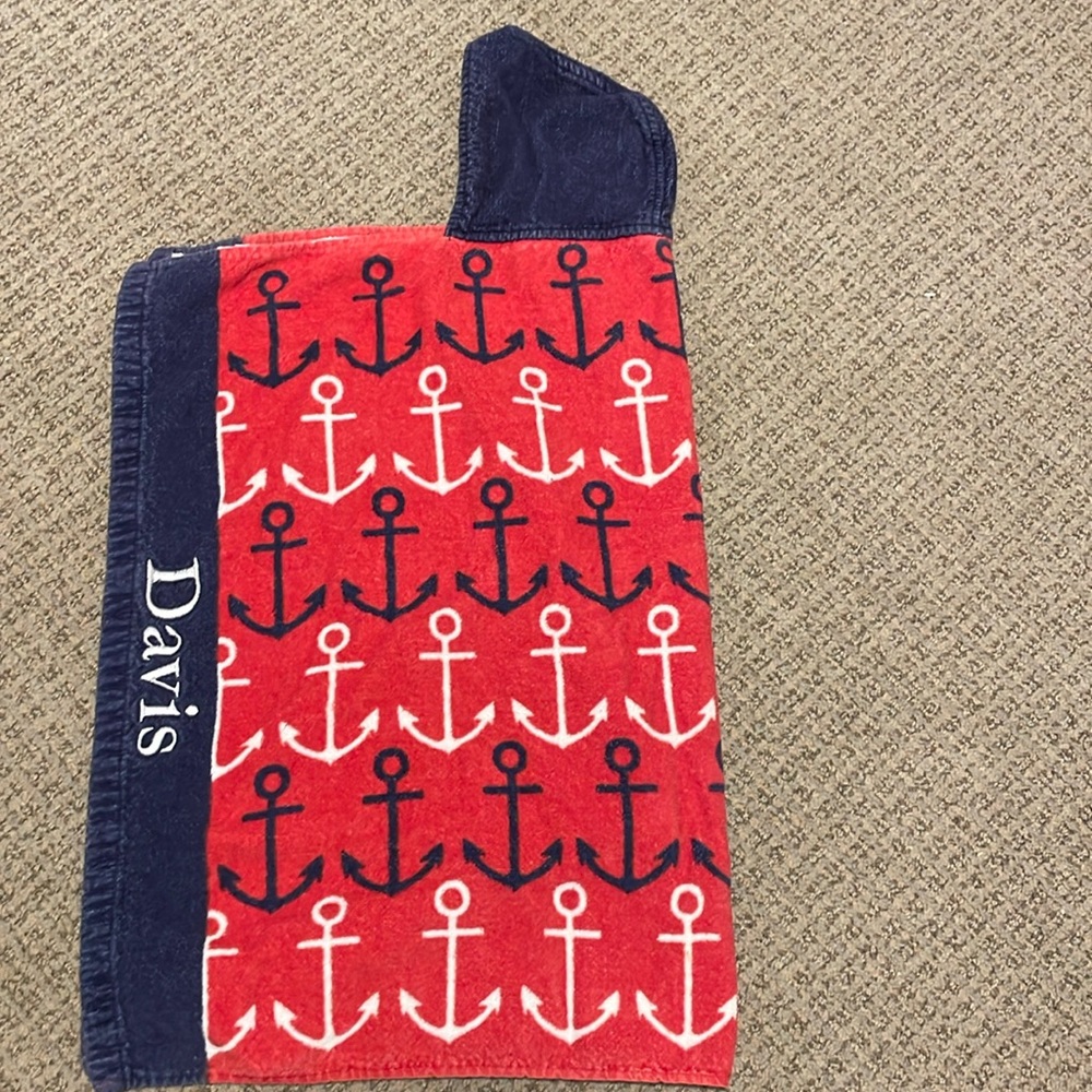 Pottery Barn Kids hooded bath towel “Davis”